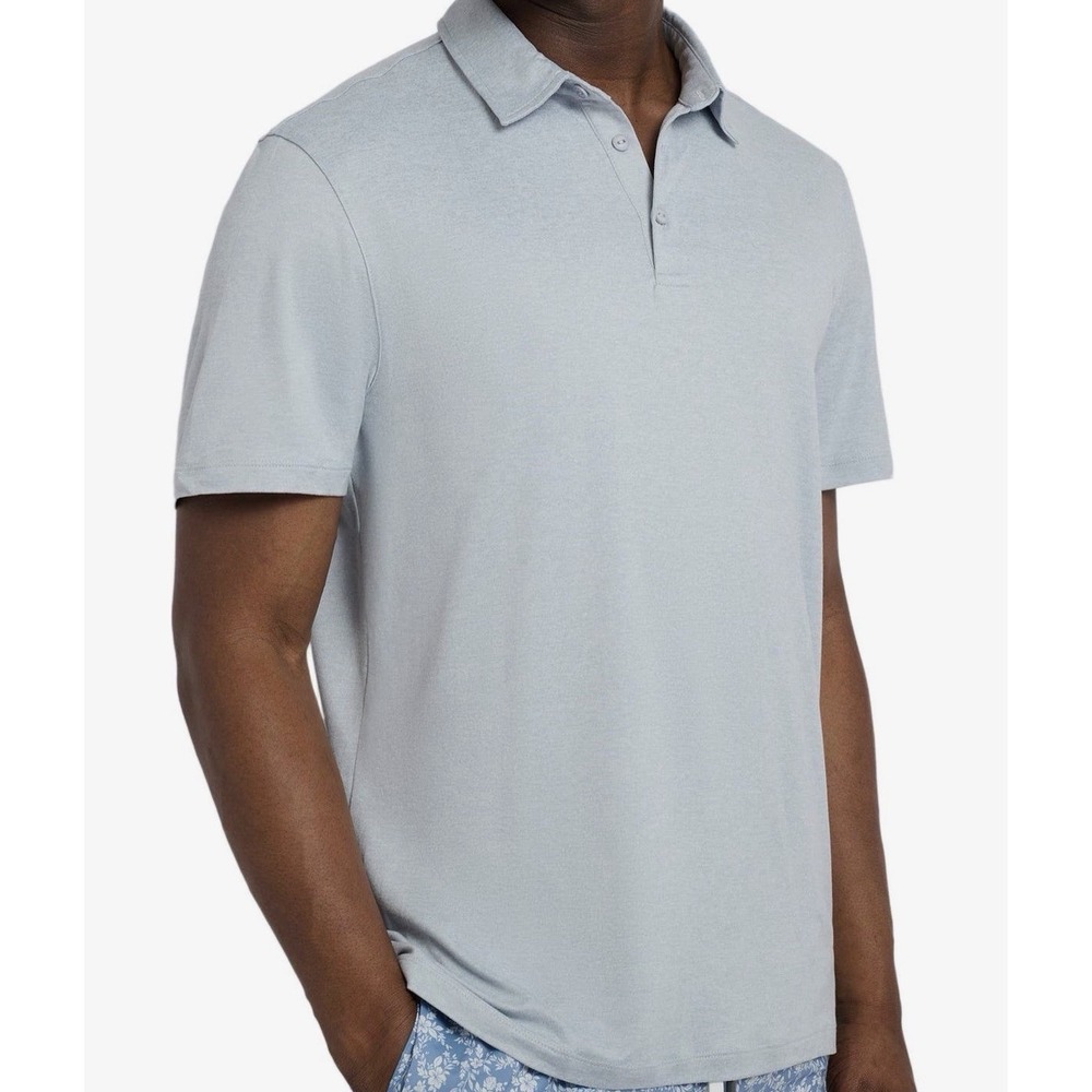 Onia Sun Polo Shirt M Blue Heather Short Sleeve Golf Tennis Performance Preppy